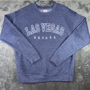 Mens Large Crazy Apparel Sweatshirt Blue Excellent Las Vegas Nevada Graphic